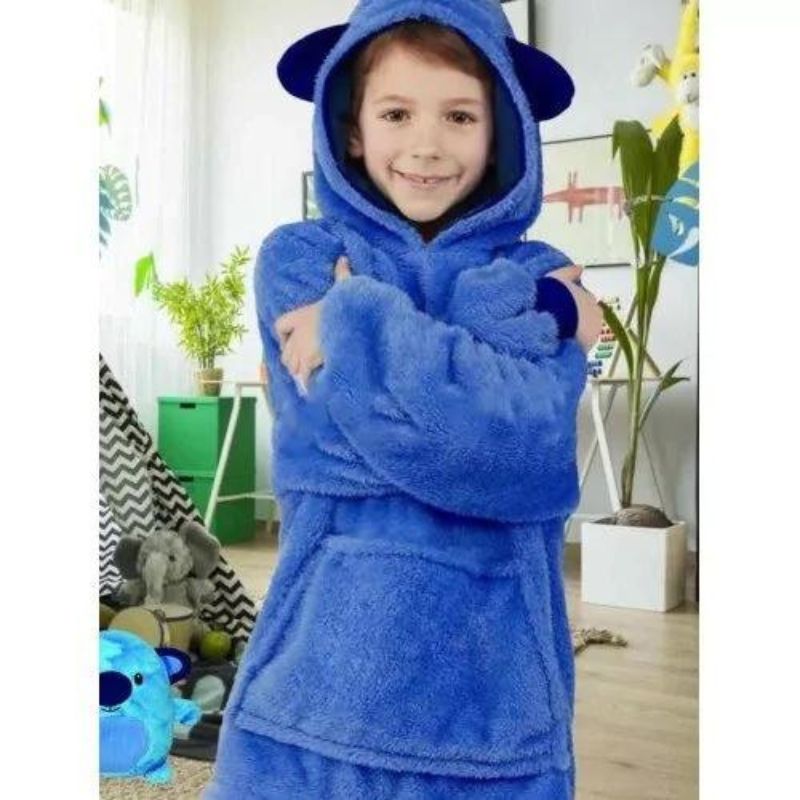 Plaid Sweat Enfant Animal Bleu