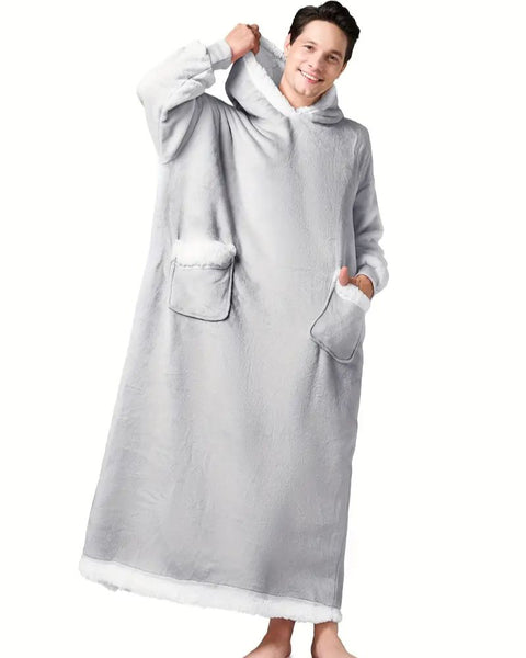 Sweat à Capuche Polaire Homme Nomad – Gris Rayures Bleues, Tailles S à XL, Neuf