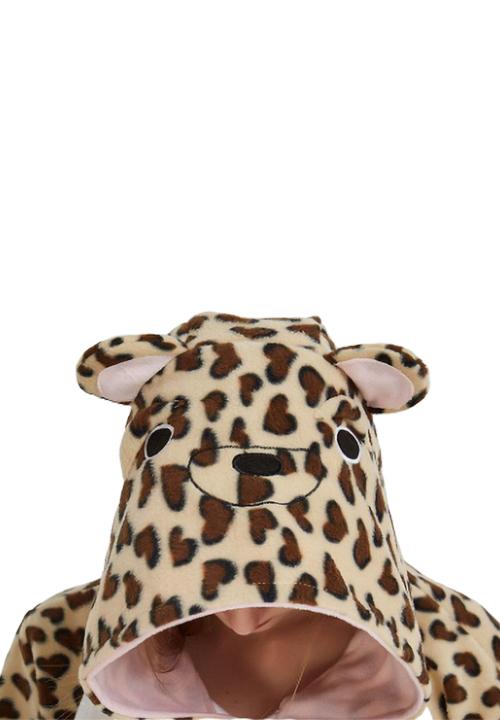 Combinaison pyjama à capuche imprimée léopard pour femme • Ma Combi