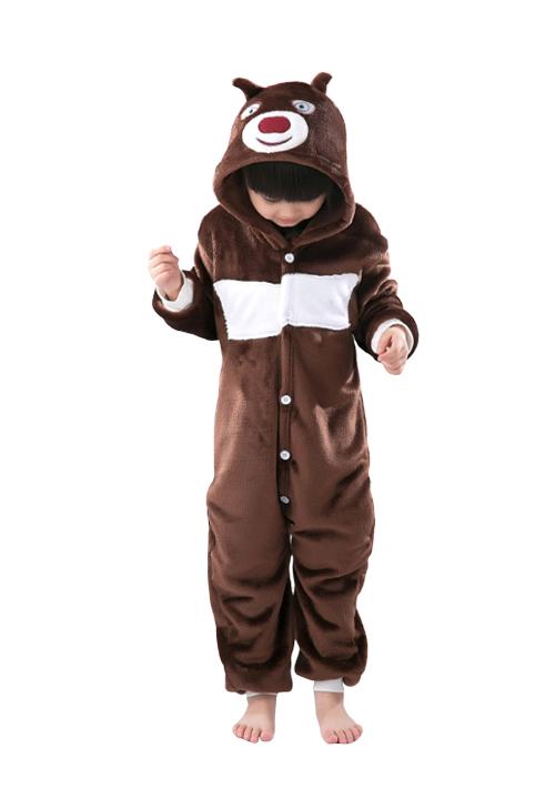 Grenouillère Ours En Peluche Pour Fille – Pyjama Hiver Doux Et Chaud – Déguisement Zippé à Oreilles 3D